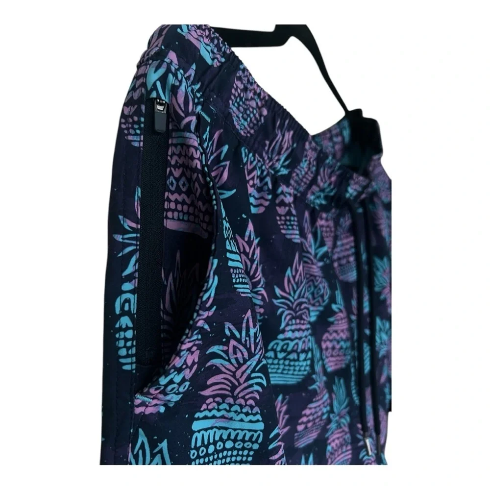 Goodfellow & Co Men's Pineapple Print Swim Trunks - Blue and Purple Size L